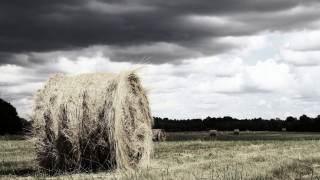 Hay bail field cloudy sky - chris friel free wallpaper