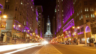 City street clock tower night 2 - long exposure free wallpaper