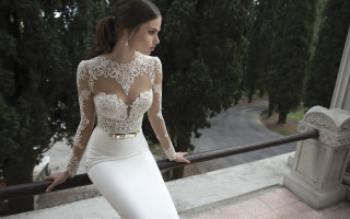 Woman white dress leaning railing - detail free wallpaper