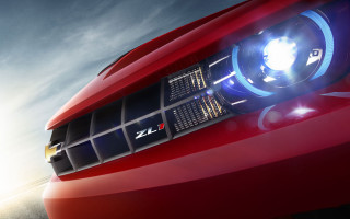 Red car bright headlight cloudy 2 - a red car free wallpaper