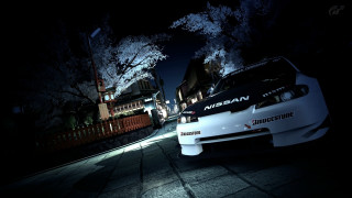 White car night fence trees - in the background and trees free wallpaper