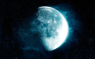 Large moon night sky blue - blue light free wallpaper