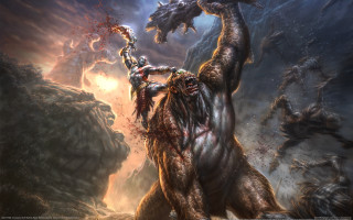Demonic creature battle dark forest - chris rahn free wallpaper