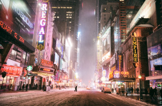 City street night lights snow - evgeny lushpin free wallpaper