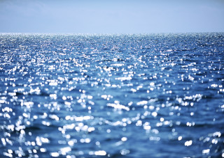 Ocean blue sky clouds water - impressionist free wallpaper