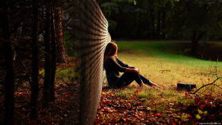 Woman leaves grass tree light - her free wallpaper