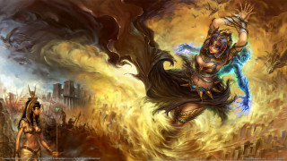 Woman demon battle fantasy anne - egyptian art free wallpaper