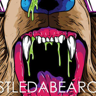 Dog mouth open green paint - poster art free wallpaper