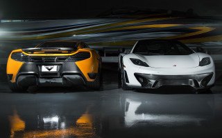 Sports cars garage symmetry painting - two sports car free wallpaper