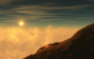 Bird hill sunset clouds matte - christophe vacher free wallpaper