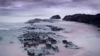 Rocky beach water rocks cloudy 2 - rich moody colour free wallpaper