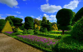 Garden path trees bushes flowers - christopher wren free wallpaper
