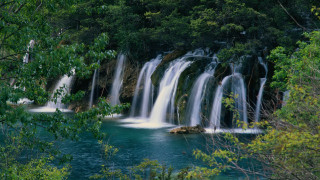 Waterfall forest lake nature ecological - a blue body of water free wallpaper