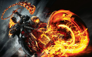 Fiery motorcycle battle dusk embers - road free wallpaper