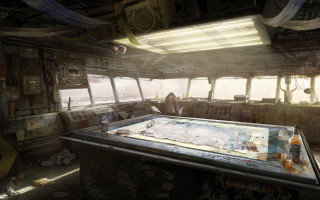 Man boat map indoors retrofuturism - retrofuturism free wallpaper