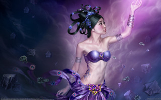 Purple woman fantasy art detailed - a purple dress free wallpaper