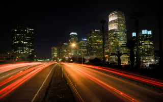 City street night traffic cityscape - elbridge ayer burbank free wallpaper