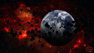 Space planet moon starry sky - a large object in the foreground free wallpaper