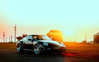 Black car sunset military 3d - the sun shining behind free wallpaper