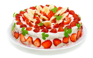 Strawberry banana cake green leaf - a cake free wallpaper