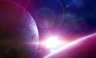 Space planet stars horizon light - planet free wallpaper