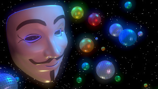 Masked man glowing balls stars - ray free wallpaper