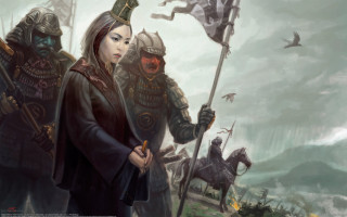 Woman flag armor boys mountain - altermodern free wallpaper