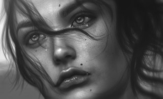 Woman blackandwhite hyperrealism portrait eyefocus - shaded free wallpaper
