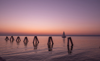 Sailboat dock sunset poles precisionism - a few pole free wallpaper