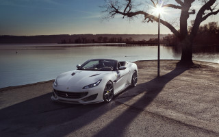 White sports car lake sunset 3 - cinematic photography free wallpaper