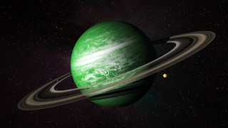 Green planet saturn starry sky - planet free wallpaper