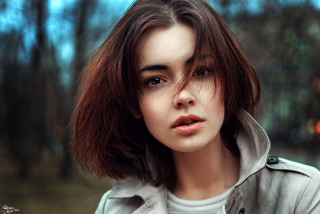 Woman brownhair white shirt woods - anka zhuravleva free wallpaper