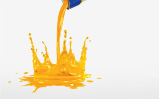 Yellow liquid pouring blue cup - an airbrush painting free wallpaper for desktop
