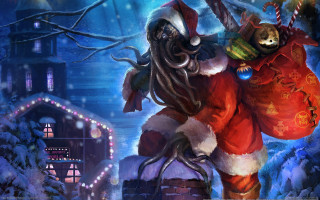 Santa reindeer snowy landscape christmas - a snowy landscape free wallpaper