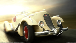 Vintage car road sky clouds - a sunbeam free wallpaper