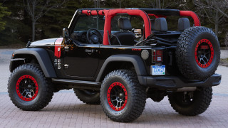 Jeep red rims black top - a brick road free wallpaper