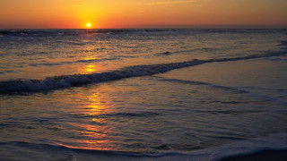 Sunset ocean waves beach person 9 - impressionist free wallpaper