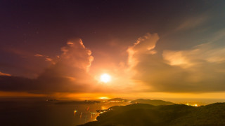 Sunset mountain water cityscape arts - arthur pan free wallpaper