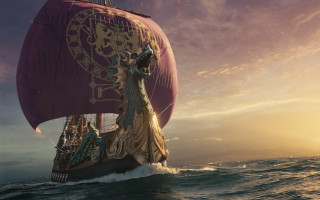 Dragon ship ocean sunset mountain - erlund hudson free wallpaper