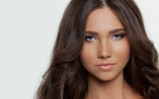 Woman long hair blue eyes 80 - shaded free wallpaper