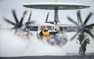 Man runway plane yellow jacket - propeller free wallpaper