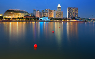 City lake skyline lights night - the water free wallpaper
