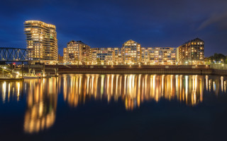 City skyline bridge river night 82 - florence engelbach free wallpaper