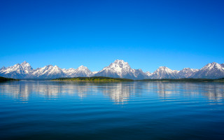 Lake mountains blue sky clouds 10 - a matte painting free wallpaper for desktop