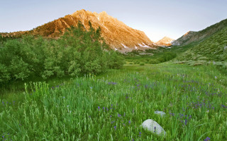Grassy field mountain rock blue - beautiful landscape free wallpaper