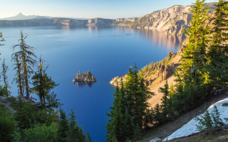 Lake mountains trees blue sky 11 - beautiful landscape free wallpaper