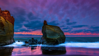 Mystical rock formation beach sunset - mystical free wallpaper