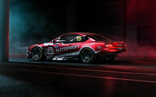 Red car smoke dark room - a number free wallpaper
