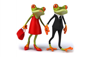 Frog woman business suit red - hand free wallpaper