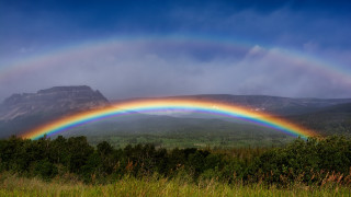 Rainbow mountain lake sky forest - mystical free wallpaper